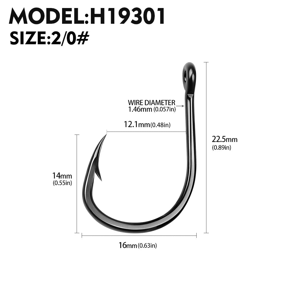 KATUYSHA 50Pcs Wholesale Jig Fishing Hooks - Deep Sea Jigging Barbed High Carbon Steel