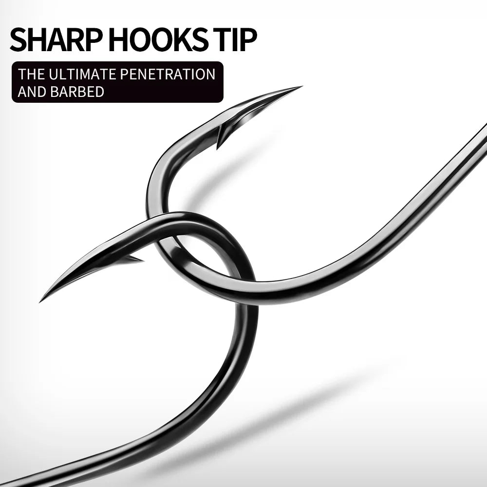 KATUYSHA 50Pcs Wholesale Jig Fishing Hooks - Deep Sea Jigging Barbed High Carbon Steel