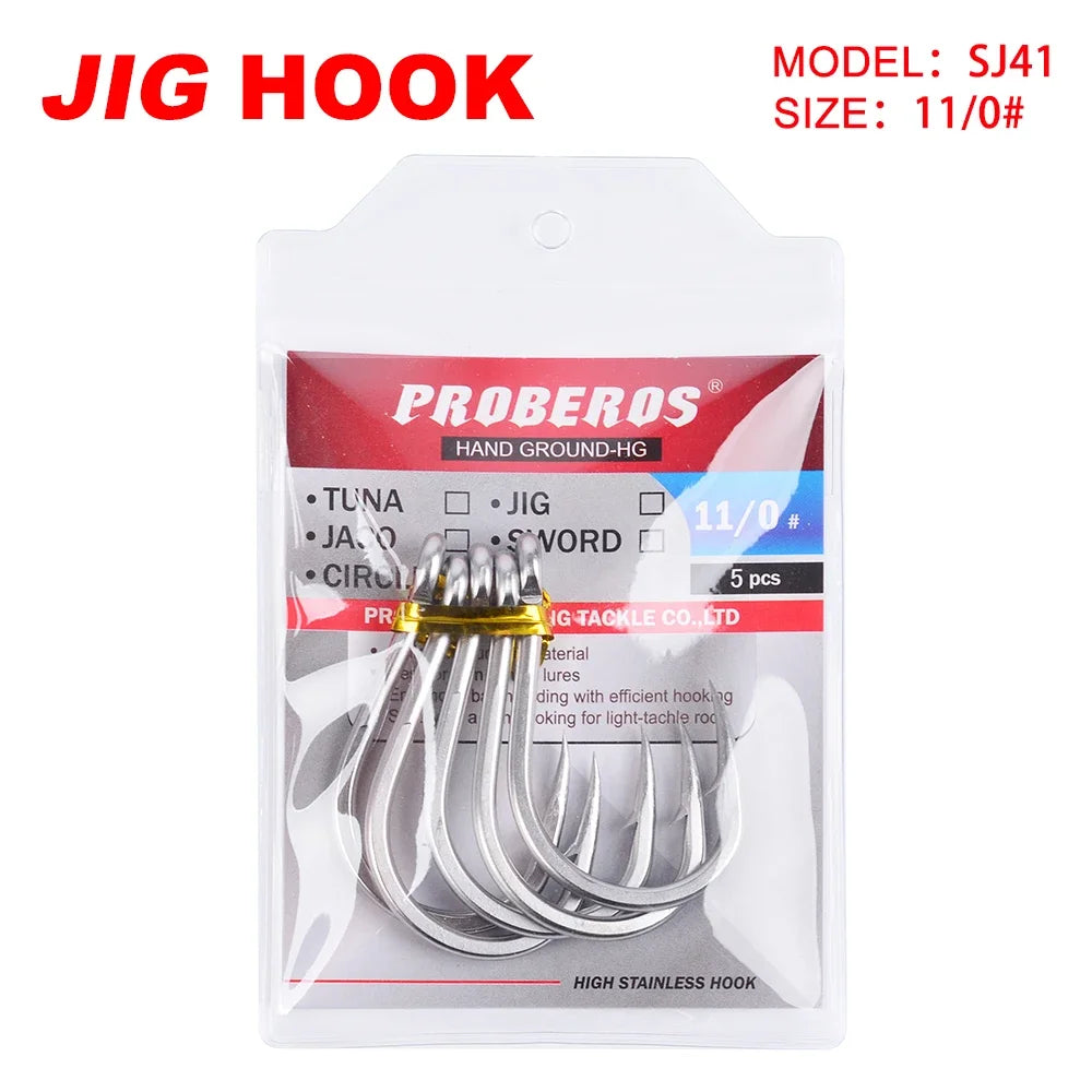 KATUYSHA 2025 Direct Stainless Steel Heavy Jig Hooks - Reinforced for Deep Sea Tuna Fishing