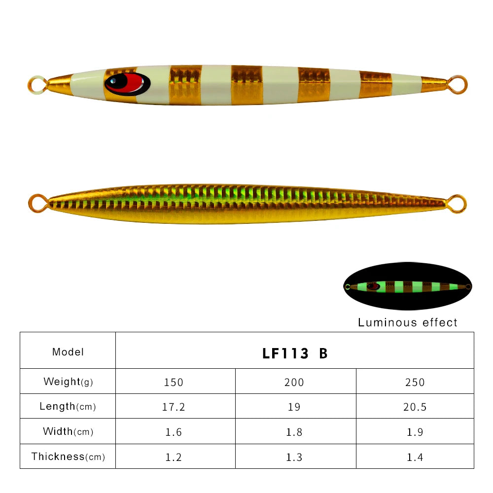 KATUYSHA 150g-200g-250g Long Throw Metal Lure Seawater Jigging Lure Glowing Sea Fishing Lure Boat Fishing Bait