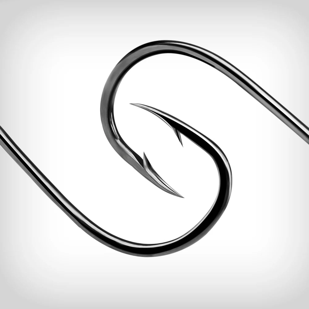 KATUYSHA 50PCS J Hooks 1/0-2/0-3/0-4/0-5/0# Barbed Octopus Fishing Hook High Carbon Steel Offset Fishhooks Black Color Pesca