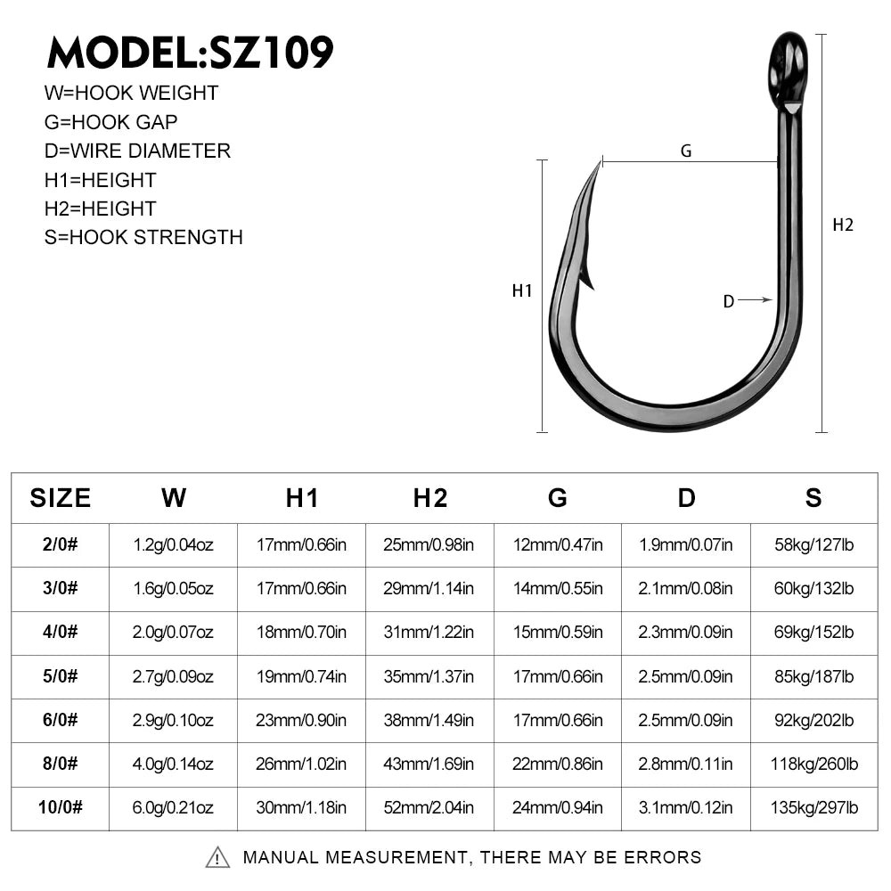 KATUYSHA Deep Sea Jig Fishing Hook - High Carbon Steel Barbed with Pressure-Equalizing Structure