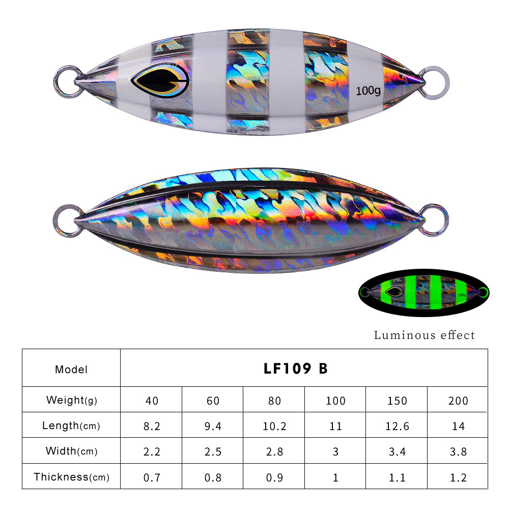 KATUYSHA 100g-150g-200g Seawater Jigging Lure Glowing Sea Fishing Lure Long Throw Metal Lure Boat Fishing Bait