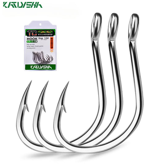 KATUYSHA  50Pcs  Crank Jig Head Fishing Hooks 1/0-5/0# Barbed Single Circle Carp Hooks High Carbon Steel Fishhooks Fishing Tackle