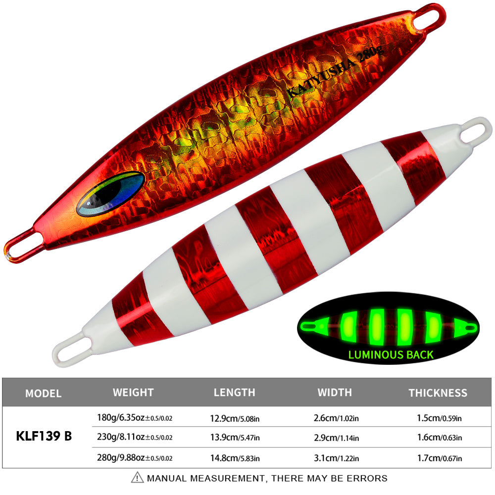 KATUYSHA 180-230-280g Long Throw Metal Lure Seawater Jigging Lure Boat Fishing Bait Glowing Sea Fishing Lure