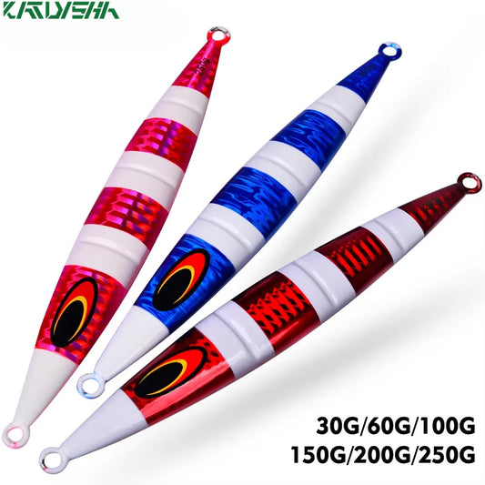 KATUYSHA 1PCS Slow Cast Jigging Bait 30-60-100-150-200-250g Metal Jigs Fishing Lures Artificial Hard Wobbler Bass Fishing Tackle