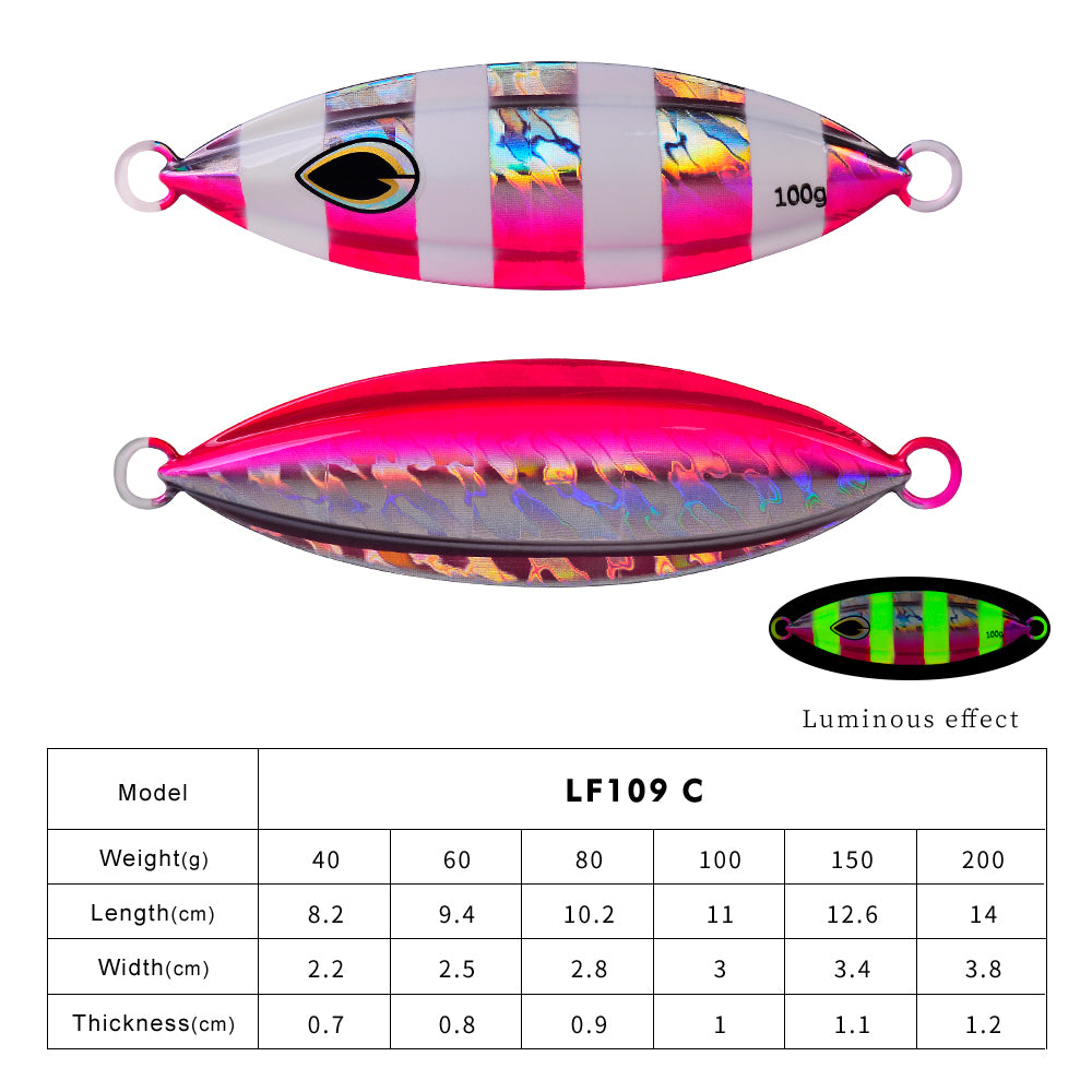 KATUYSHA 100g-150g-200g Seawater Jigging Lure Glowing Sea Fishing Lure Long Throw Metal Lure Boat Fishing Bait