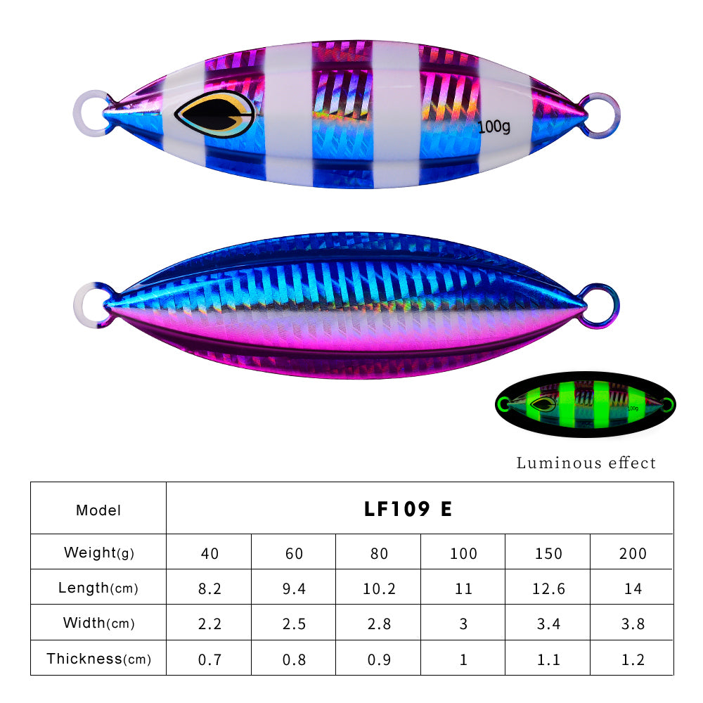 KATUYSHA 100g-150g-200g Seawater Jigging Lure Glowing Sea Fishing Lure Long Throw Metal Lure Boat Fishing Bait