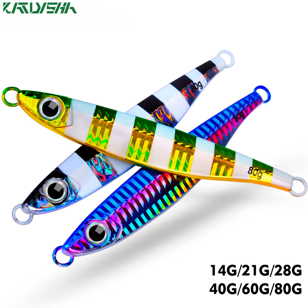 KATUYSHA 1PC Drag Metal Jig Spoon 14-80g Trolling Jigging Fish Sea Bass Hard Bait Fast Sinking Fishing Lure Wobbler Lure
