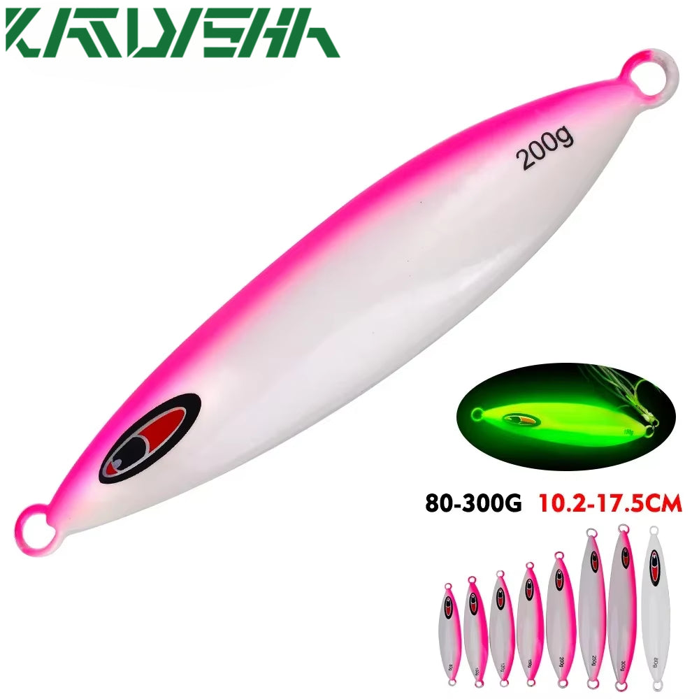 KATUYSHA 80g-100g-300gGlowing Sea Fishing Lure Long Throw Metal Lure Boat Fishing Bait Seawater Jigging Lure