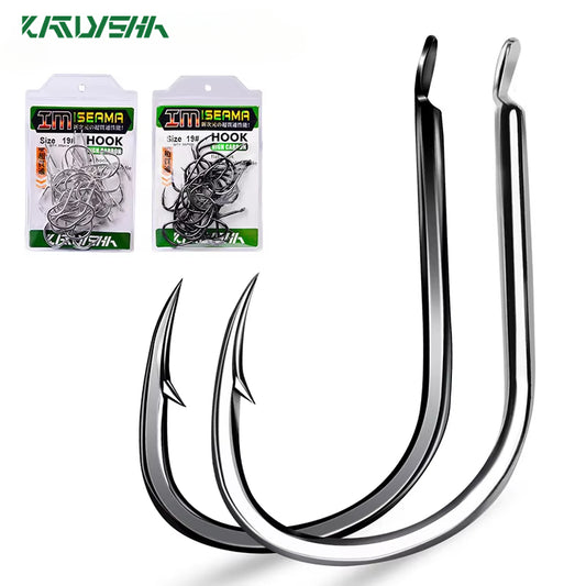 KATUYSHA 30Pcs High Carbon Steel Offset Barbed Fishhooks 11#-20# Flat Carp Fishing Hooks Single Jigging Hooks Accessories Tackle