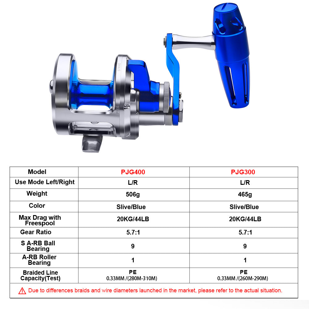 KATUYSHA PJG Jigging Reel Aluminum Alloy Jig Reel Zero Gap Smooth Drag Pre - Spooled PE Line Jigging Reel 300/400 Series Fishing Tackle