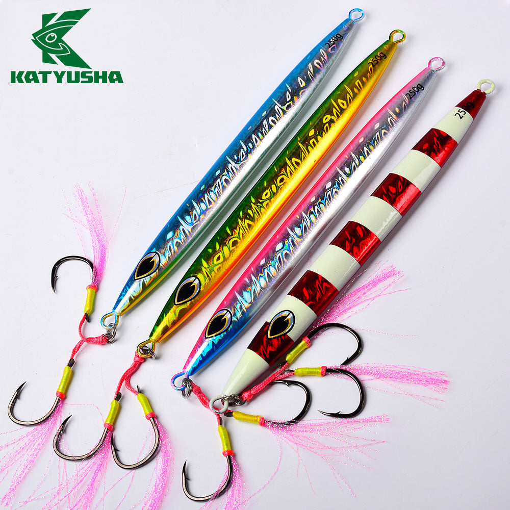 KATUYSHA  1PCS Metal Jigs Lure with Assist Hook  120g-400g Sinking Saltwater Vertical Fishing Jigging Bait Long Casting Hard Wobbler Sea Pesca Isca