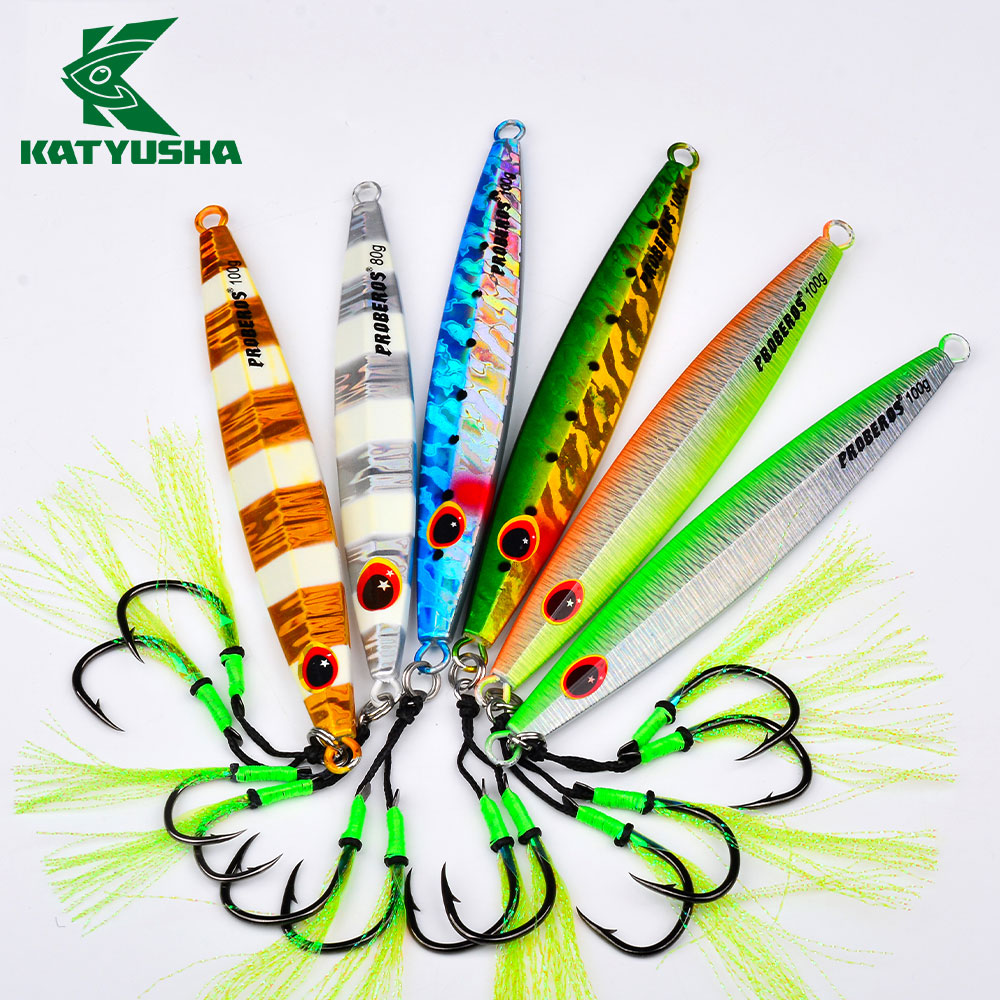 KATUYSHA Saltwater Vertical Jigging Bait, Metal Jig Lure, 60g-100g, with Assist Hook