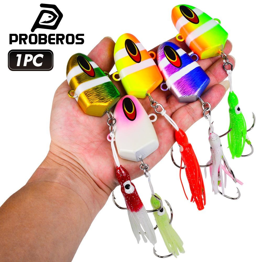 PROBEROS Lead Head Squid Jig Lure Hard Lead Body Multi Weight 40g-300g Saltwater Deep Sea Tuna Grouper Fishing Tackle LF189