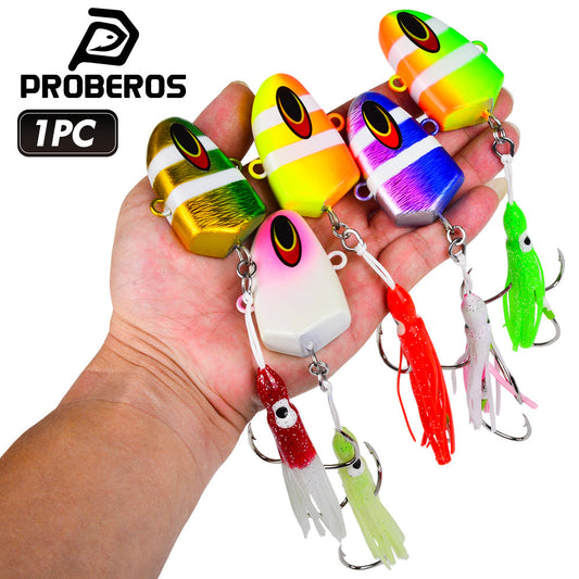 PROBEROS Lead Head Squid Jig Lure Hard Lead Body Multi Weight 40g-300g Saltwater Deep Sea Tuna Grouper Fishing Tackle LF189