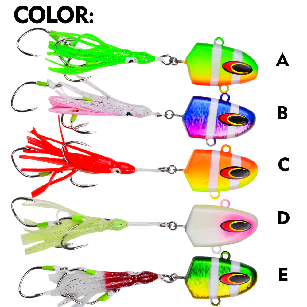PROBEROS Lead Head Squid Jig Lure Hard Lead Body Multi Weight 40g-300g Saltwater Deep Sea Tuna Grouper Fishing Tackle LF189