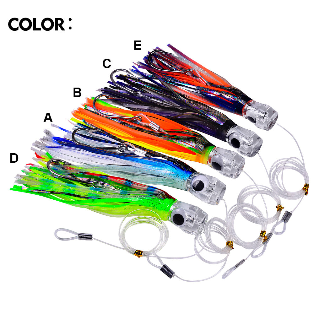 KATYUSHA Squid Trolling Lure, 70g/96g, 17/23cm, 6/8/0# Hook &amp; 170cm Leader, Pre-Rigged Squid Skirt, for Tuna Marlin Mahi-Mahi