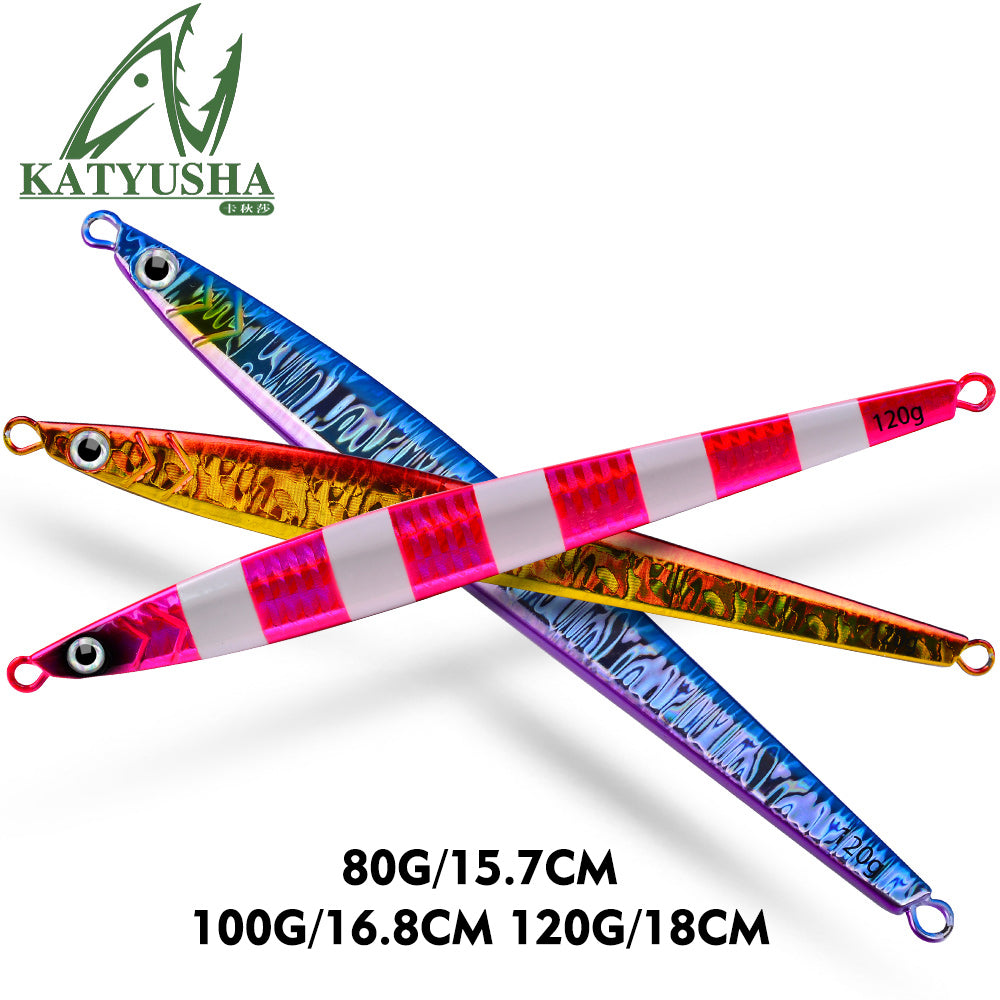 KATUYSHA  1PC Drag Metal Jig Spoon 80g-100g-120g Trolling Jigging Fish Sea Bass Hard Bait Fast Sinking Fishing Lure WobblerLure
