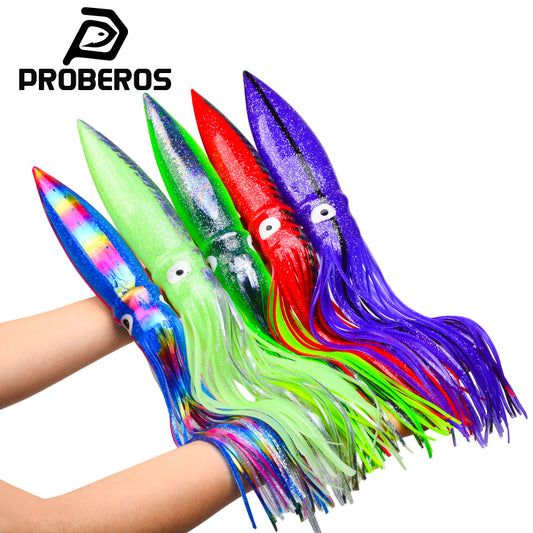 SUNLURE SL1007 Soft Squid Skirt Lure, 4 Sizes 10 Colors Octopus Trolling Bait 5PC/BAG