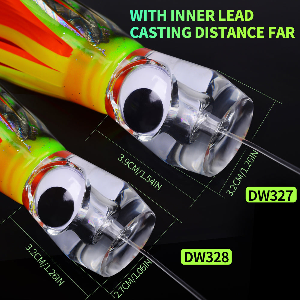 KATYUSHA Squid Trolling Lure, 70g/96g, 17/23cm, 6/8/0# Hook &amp; 170cm Leader, Pre-Rigged Squid Skirt, for Tuna Marlin Mahi-Mahi
