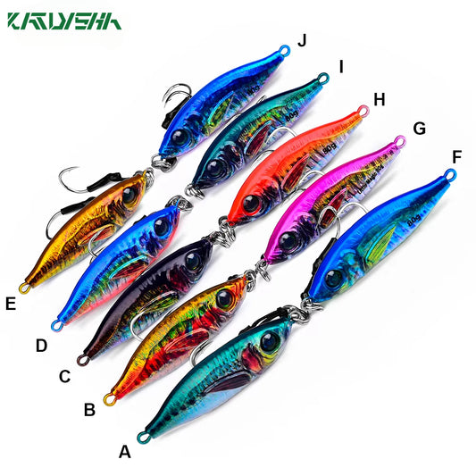 PROBEROS 1PC Luminous Jigging Lure 30-40-60-80g Metal Jigs Fishing Bait Sea Fishing Jig Spoon Trolling Wobbler Hard Isca Pesca