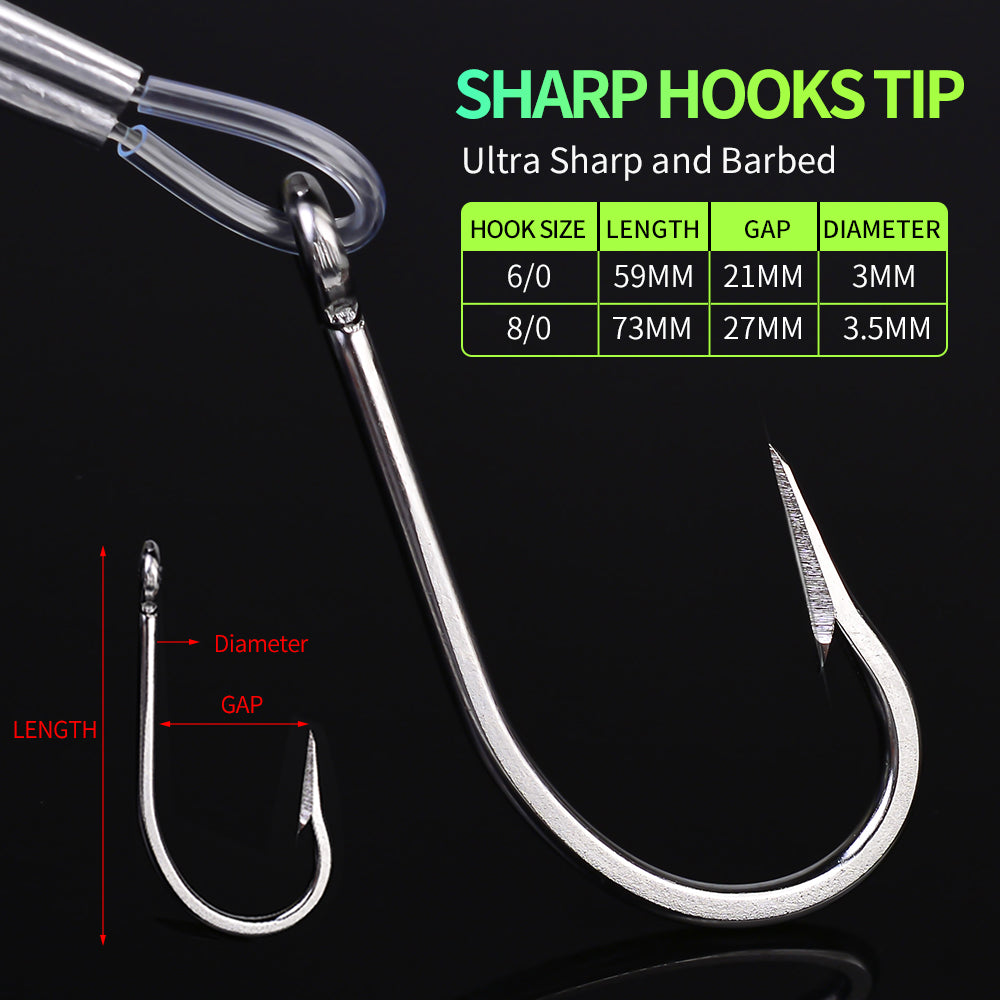 KATYUSHA Squid Trolling Lure, 70g/96g, 17/23cm, 6/8/0# Hook &amp; 170cm Leader, Pre-Rigged Squid Skirt, for Tuna Marlin Mahi-Mahi