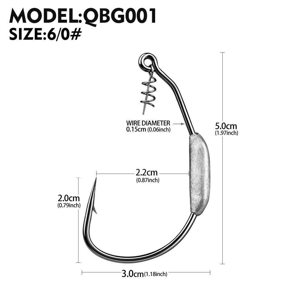 PROBEROS Weighted Swimbait Jig Hooks QBG001, 6/0#-10/0# Offset Weedless Hooks with Spring Twist Lock
