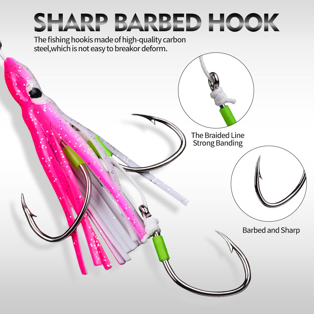 PROBEROS Lead Head Squid Jig Lure Hard Lead Body Multi Weight 40g-300g Saltwater Deep Sea Tuna Grouper Fishing Tackle LF189