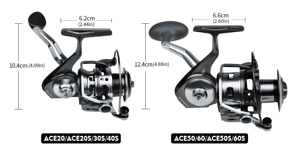 KATUYSHA  ACE Spinning Reel, 11+1/5+1/4+1BB, 5.1:1/4.9:1 Gear Ratio, 6kg-14kg Max Drag CNC Aluminum , Left/Right Interchangeable Handle
