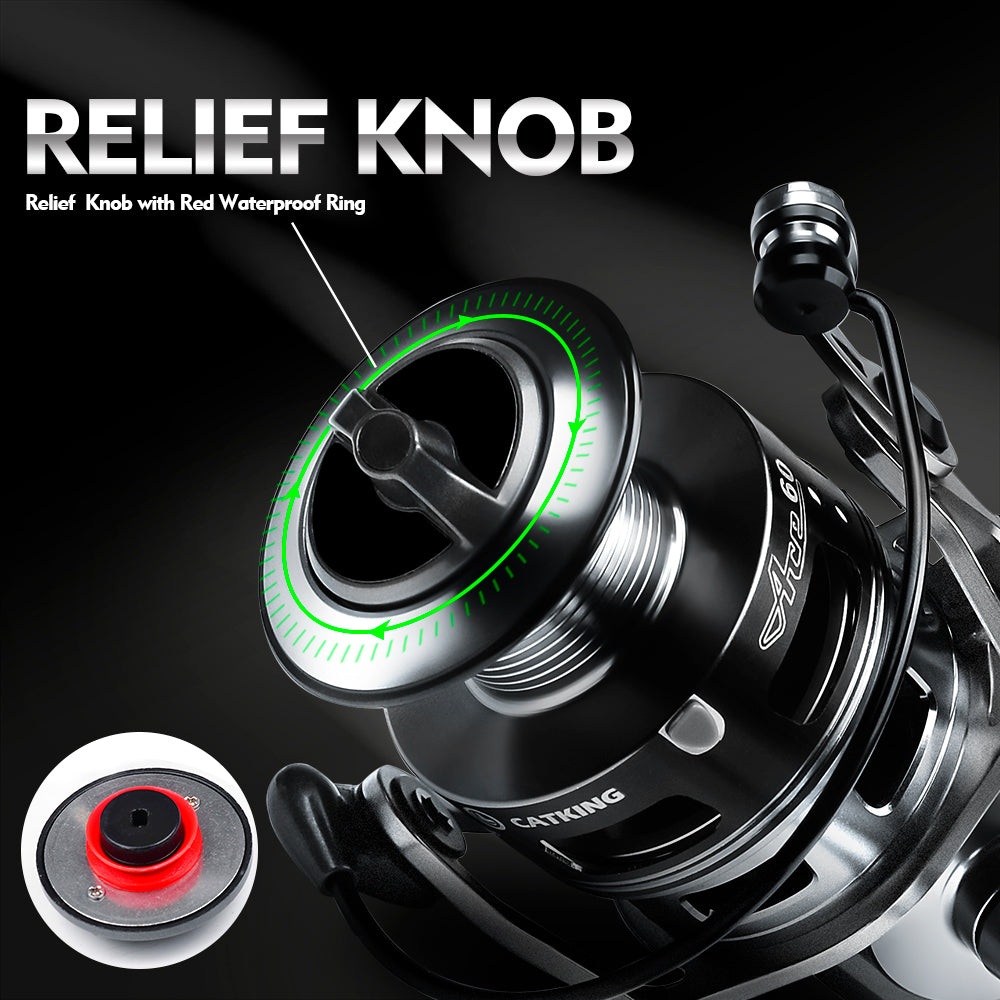 KATUYSHA  ACE Spinning Reel, 11+1/5+1/4+1BB, 5.1:1/4.9:1 Gear Ratio, 6kg-14kg Max Drag CNC Aluminum , Left/Right Interchangeable Handle