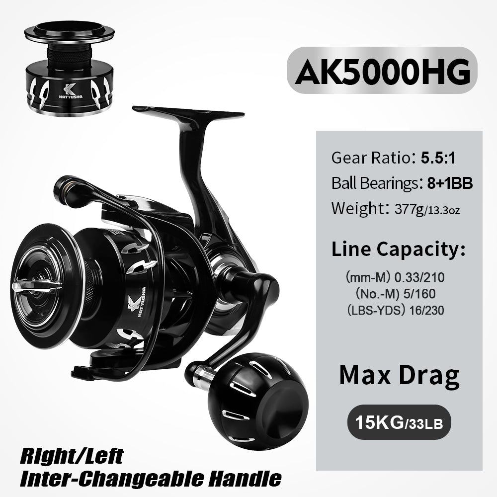 KATYUSHA AK5000HG AK6000HG Spinning Fishing Reel 15kg Drag