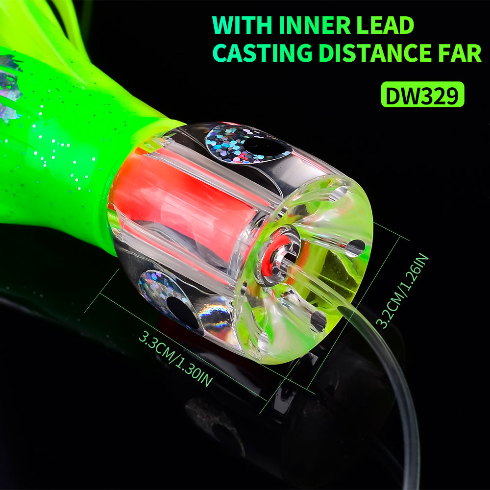 KATYUSHA Squid Trolling Lure, 96g, 23cm, 6PCS Set, with 8/0# Hook &amp; 170cm Leader
