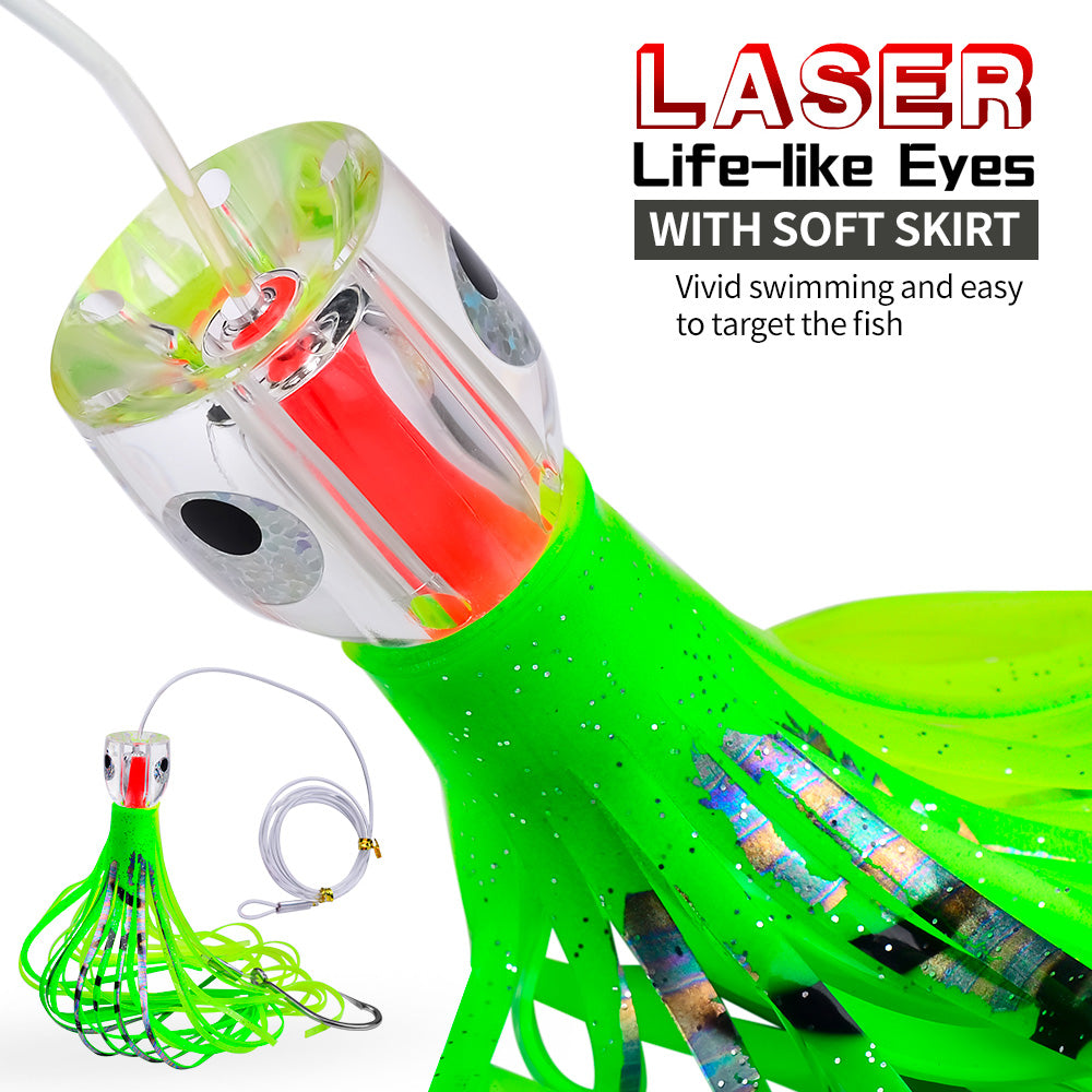 KATYUSHA Squid Trolling Lure, 96g, 23cm, 6PCS Set, with 8/0# Hook &amp; 170cm Leader