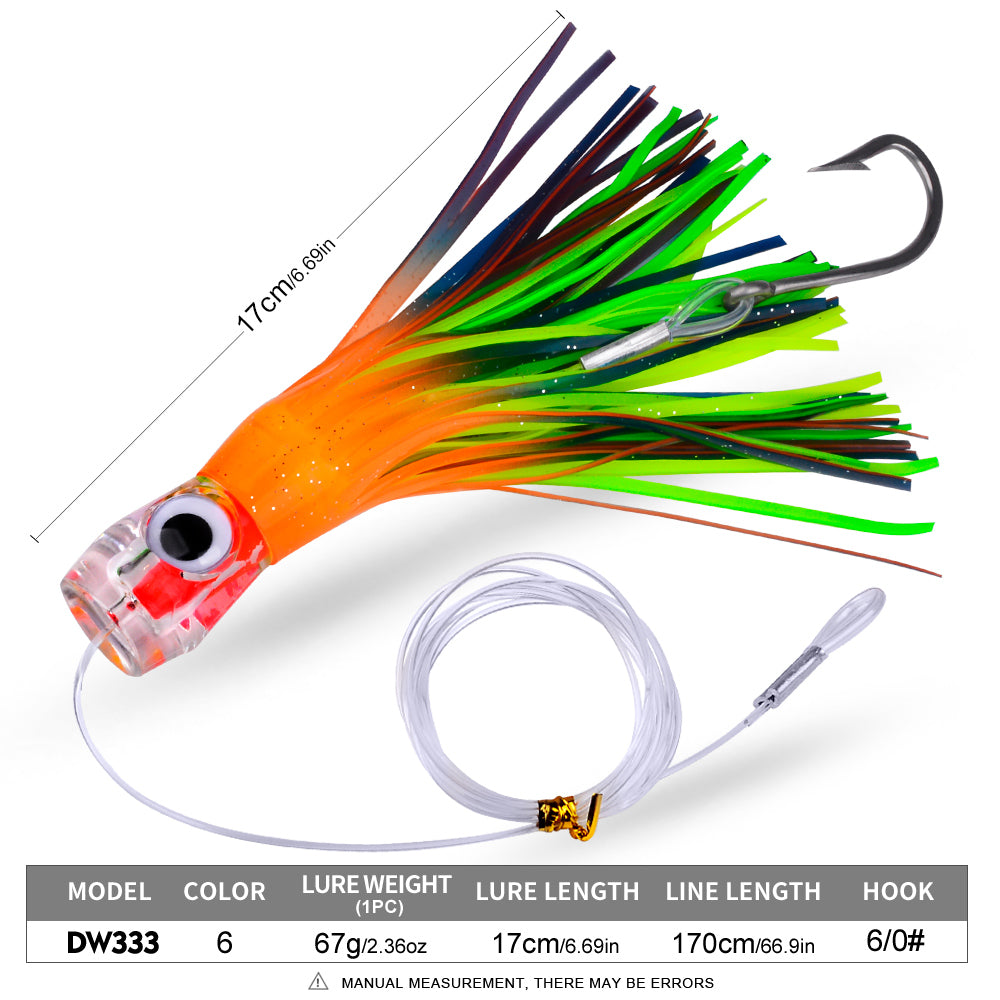 KATYUSHA Trolling Lure Set for Big Game Deep Sea Fishing 6/6.7/8.7/9 inch Trolling Lure Set (6Pcs/Set with Net Bag)