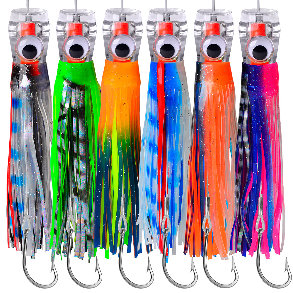 KATYUSHA Trolling Lure Set for Big Game Deep Sea Fishing 6/6.7/8.7/9 inch Trolling Lure Set (6Pcs/Set with Net Bag)