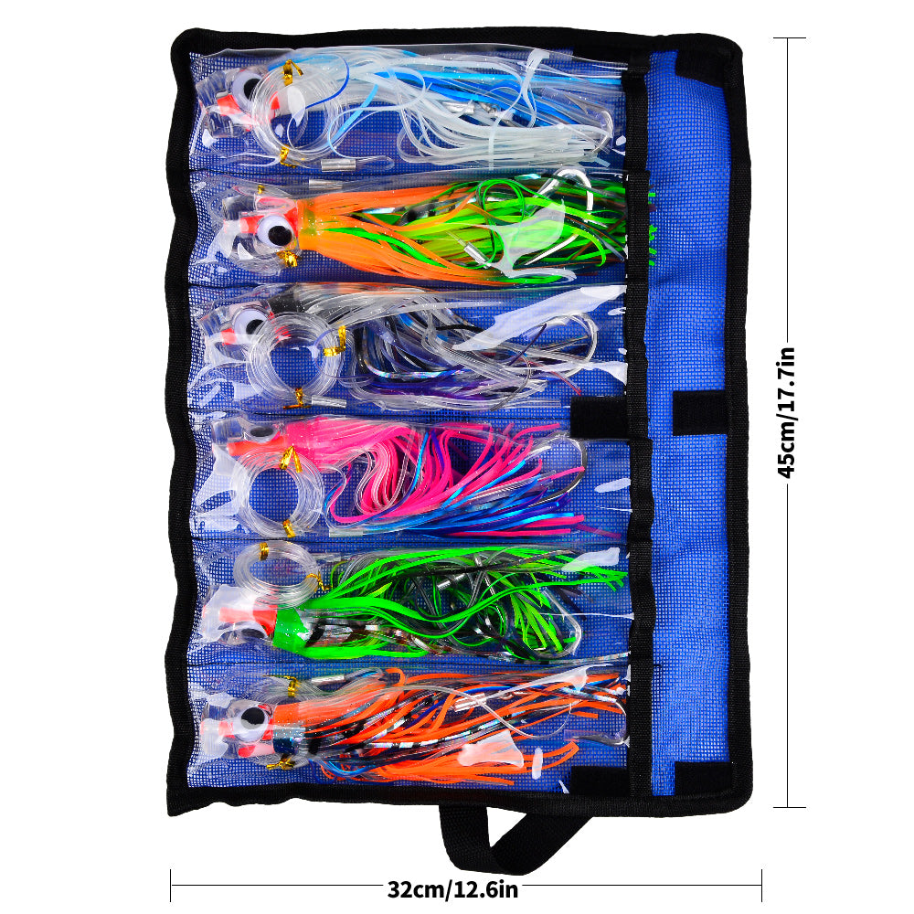 KATYUSHA Trolling Lure Set for Big Game Deep Sea Fishing 6/6.7/8.7/9 inch Trolling Lure Set (6Pcs/Set with Net Bag)