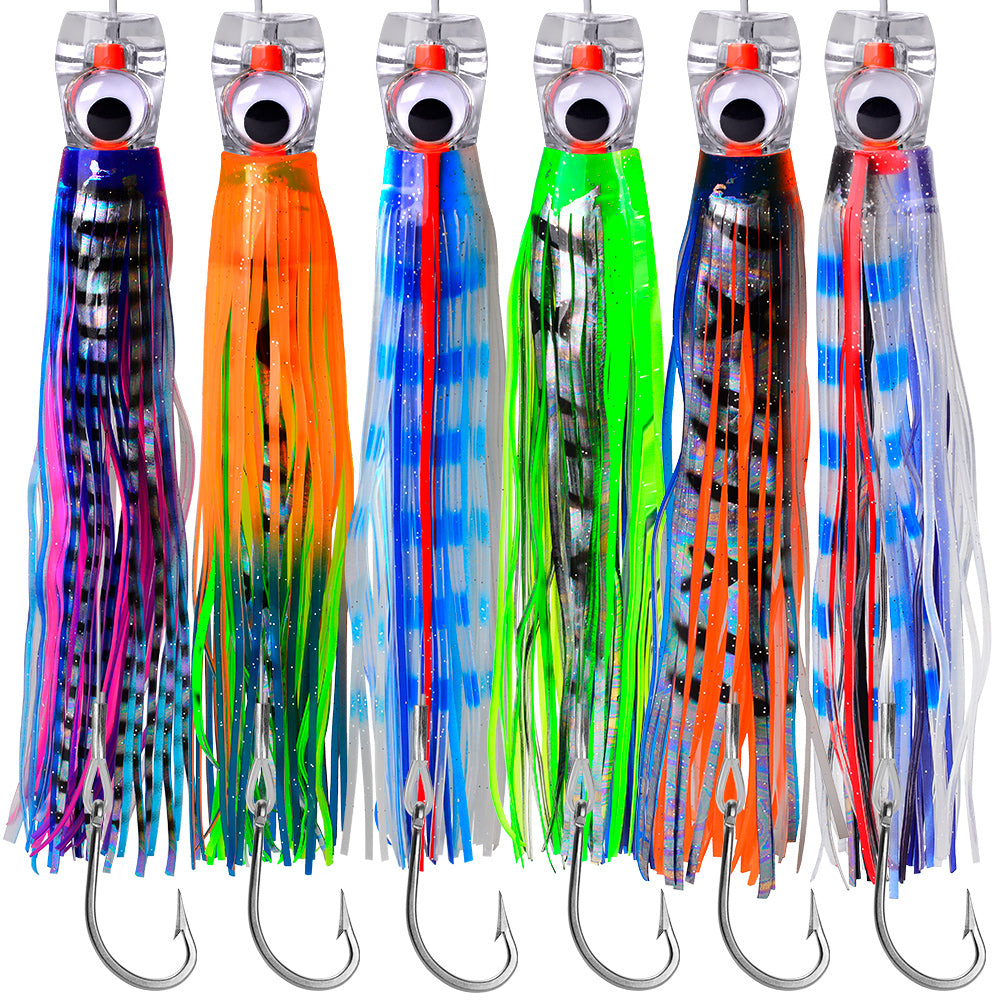 KATYUSHA Trolling Lure Set for Big Game Deep Sea Fishing 6/6.7/8.7/9 inch Trolling Lure Set (6Pcs/Set with Net Bag)