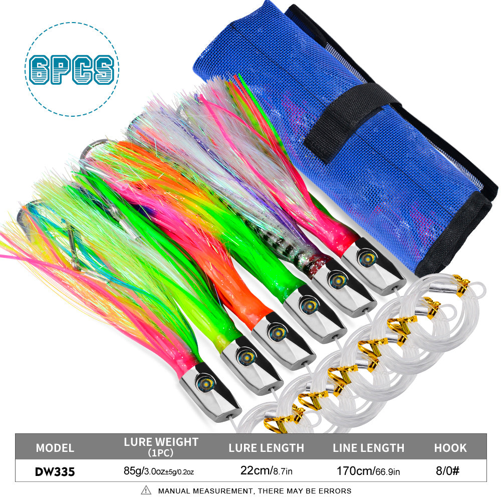 KATYUSHA Trolling Lure Set for Big Game Deep Sea Fishing 6/6.7/8.7/9 inch Trolling Lure Set (6Pcs/Set with Net Bag)