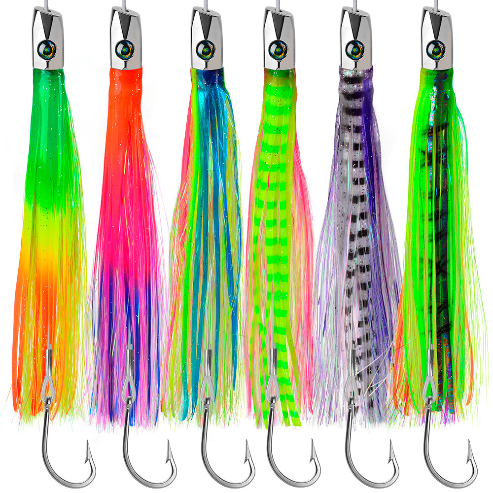 KATYUSHA Trolling Lure Set for Big Game Deep Sea Fishing 6/6.7/8.7/9 inch Trolling Lure Set (6Pcs/Set with Net Bag)