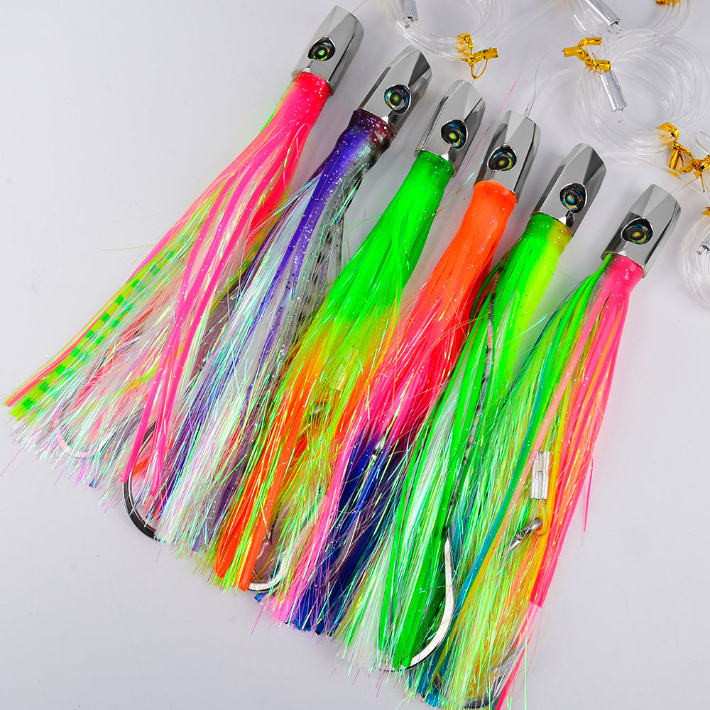 KATYUSHA Trolling Lure Set for Big Game Deep Sea Fishing 6/6.7/8.7/9 inch Trolling Lure Set (6Pcs/Set with Net Bag)