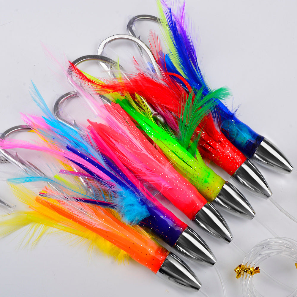 KATYUSHA Trolling Lure Set for Big Game Deep Sea Fishing 6/6.7/8.7/9 inch Trolling Lure Set (6Pcs/Set with Net Bag)