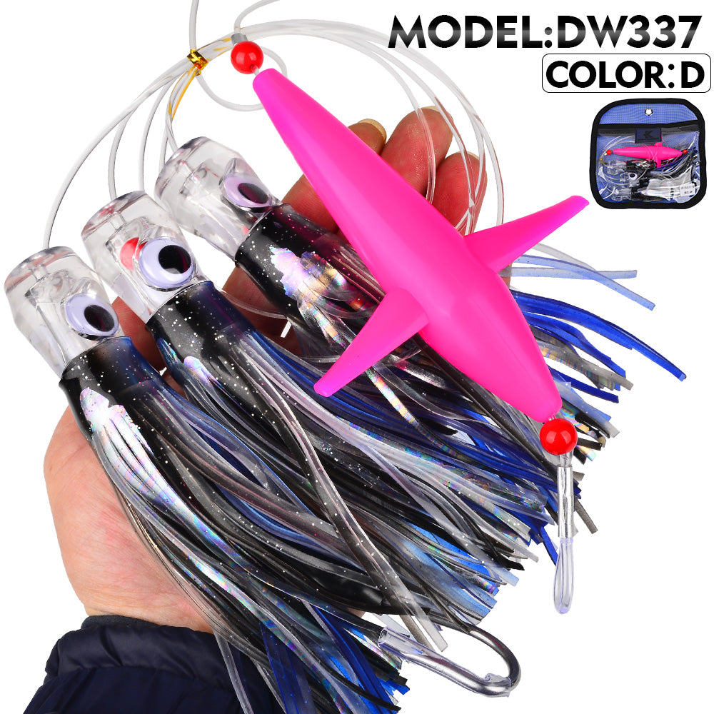 KATUYSHA Offshore Big Game Trolling Rig, Dolphin + Squid Skirt Design, Lead Head Hook
