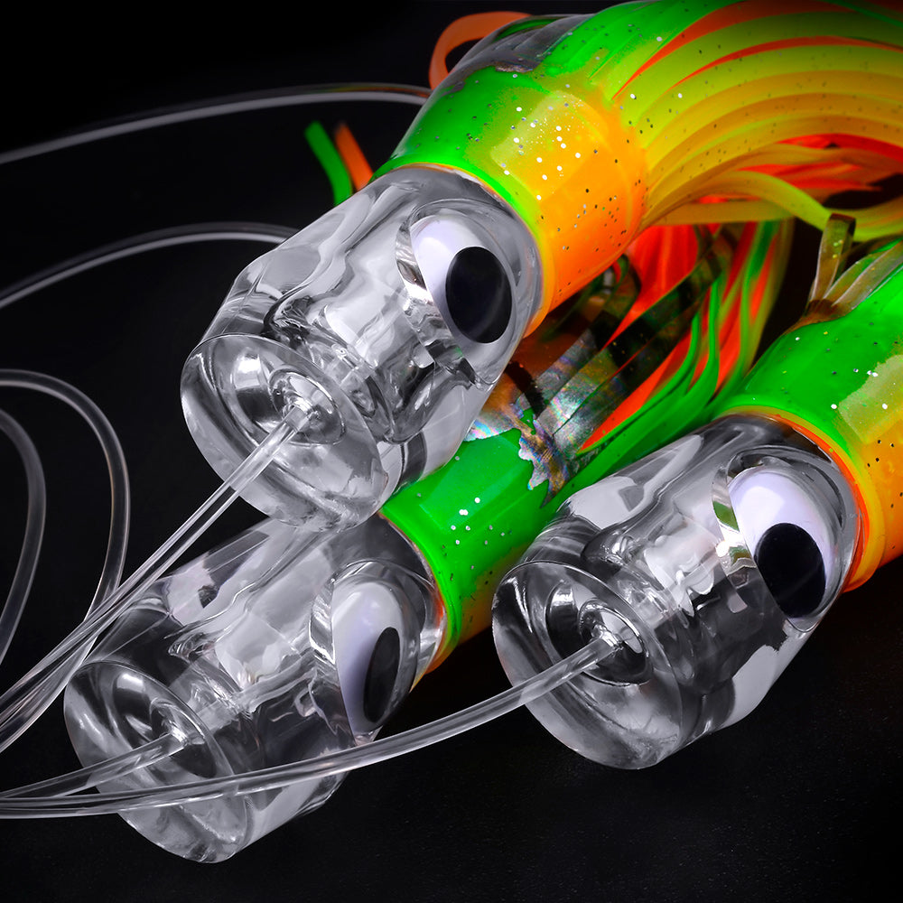 KATUYSHA Offshore Big Game Trolling Rig, Dolphin + Squid Skirt Design, Lead Head Hook