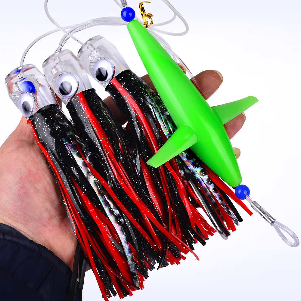 KATUYSHA Offshore Big Game Trolling Rig, Dolphin + Squid Skirt Design, Lead Head Hook