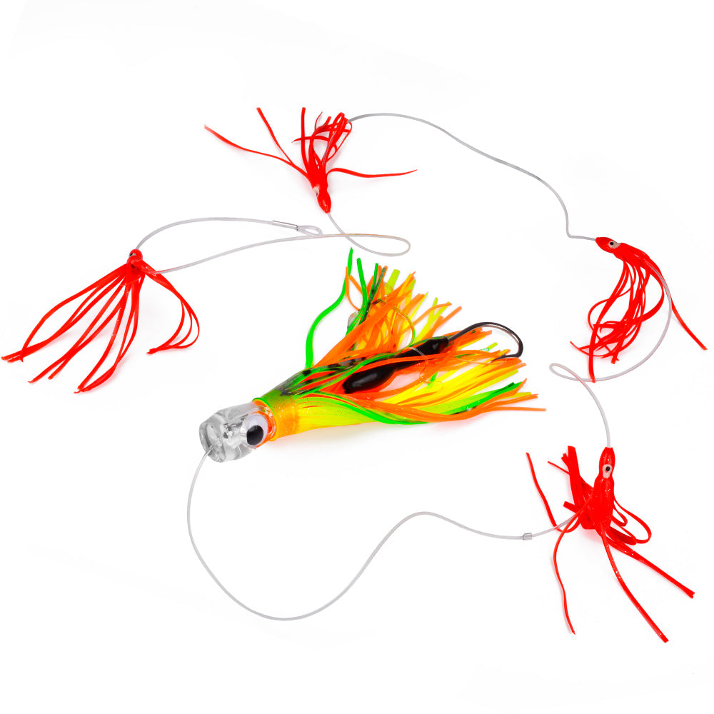 KATYUSHA Squid Trolling Lure Set, 6PCS/Set, 5.9-9.1in, Crystal/Metal Head, with Storage Bag