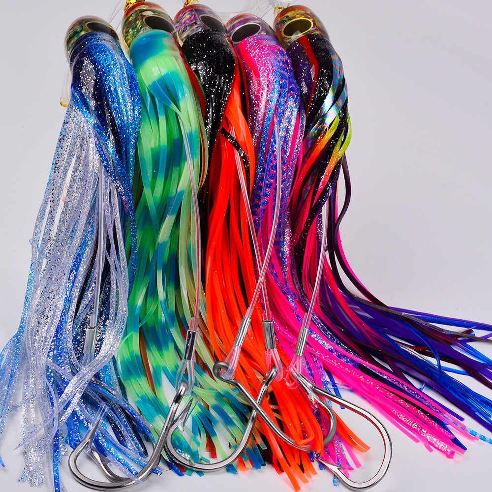 KATYUSHA Trolling Lure Set, 5PCS/Set, 9/11/14in, Round/Pointed Head, with Storage Bag