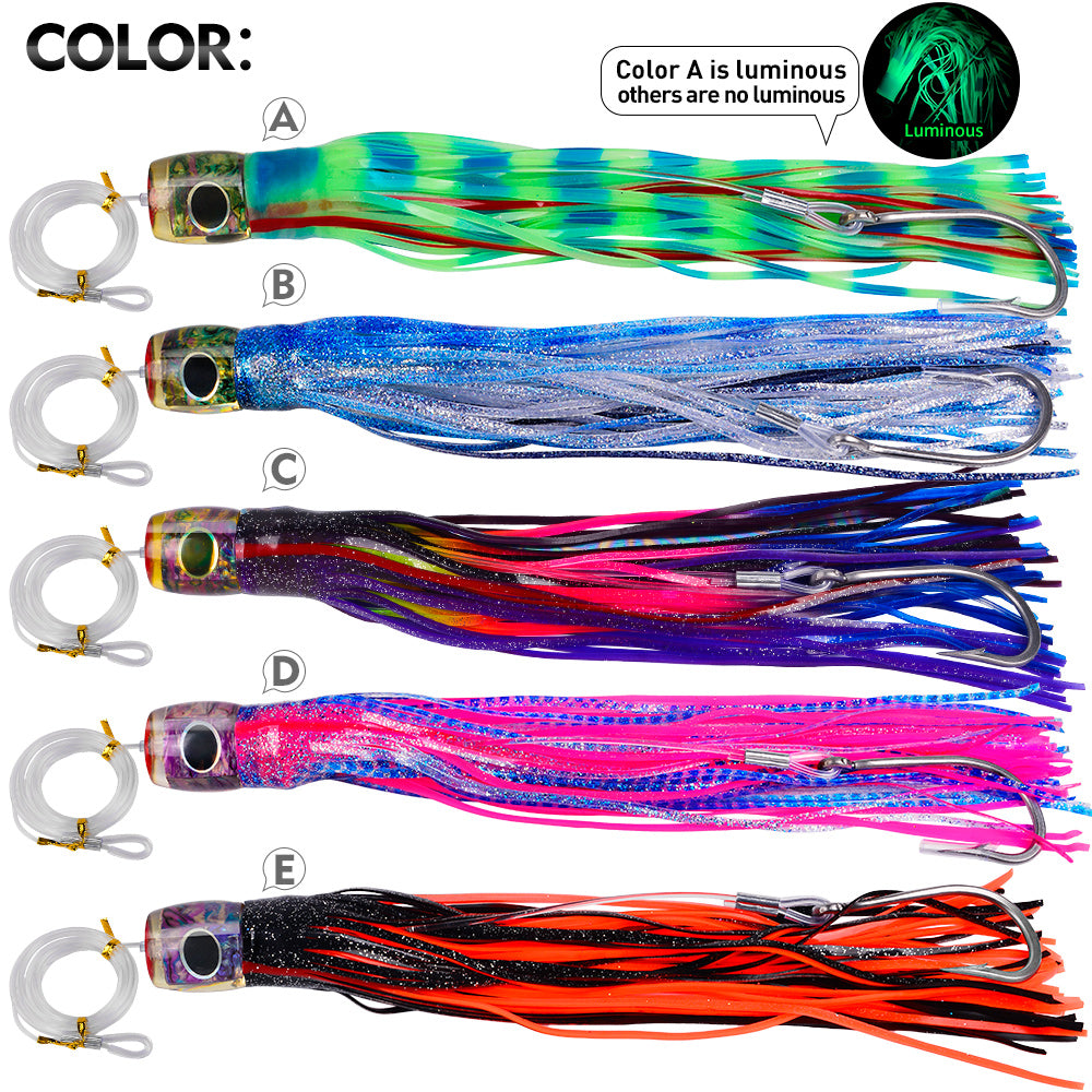 KATYUSHA Trolling Lure Set, 5PCS/Set, 9/11/14in, Round/Pointed Head, with Storage Bag