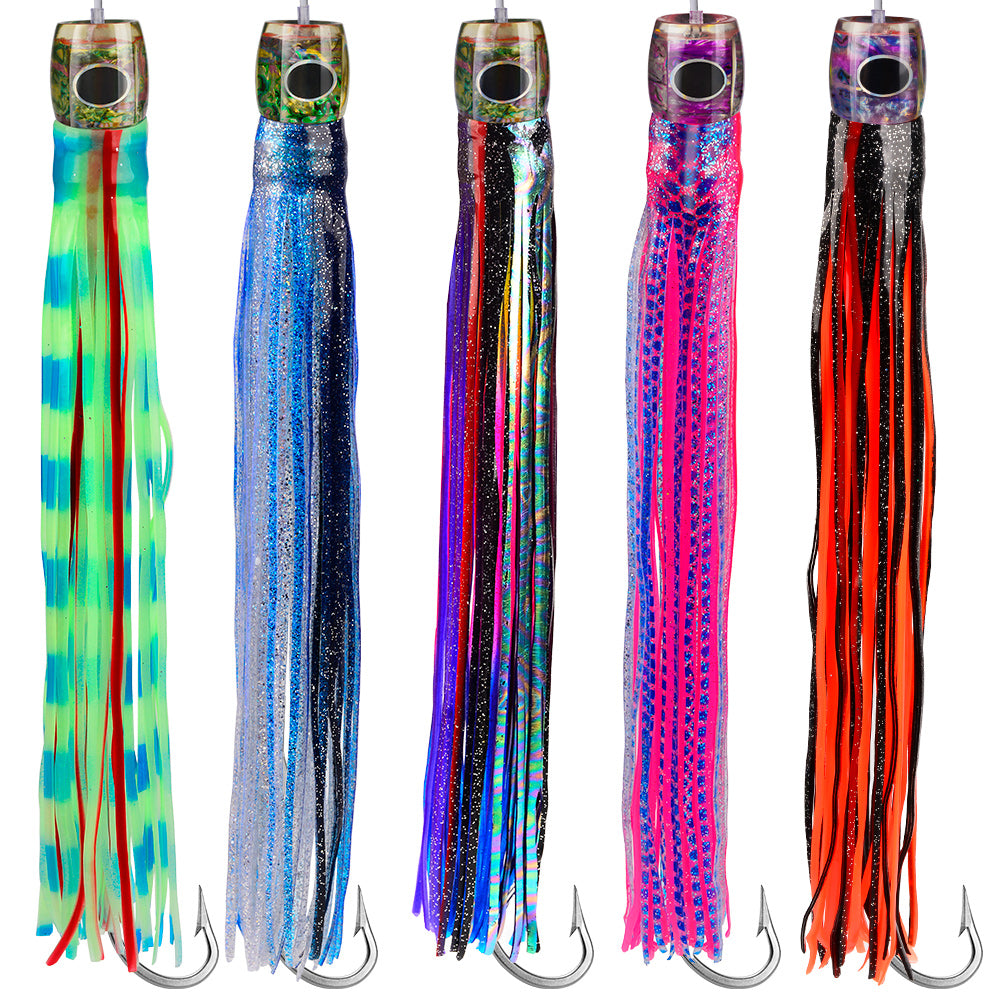 KATYUSHA Trolling Lure Set, 5PCS/Set, 9/11/14in, Round/Pointed Head, with Storage Bag