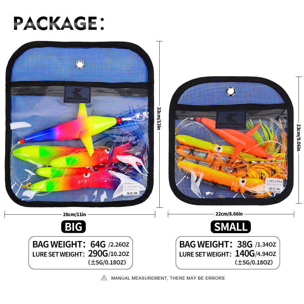 KATYUSHA Offshore Trolling Rig, Orange Dolphin Teaser + Squid Skirts, Pre-Rigged Lead Hook,6 Colors